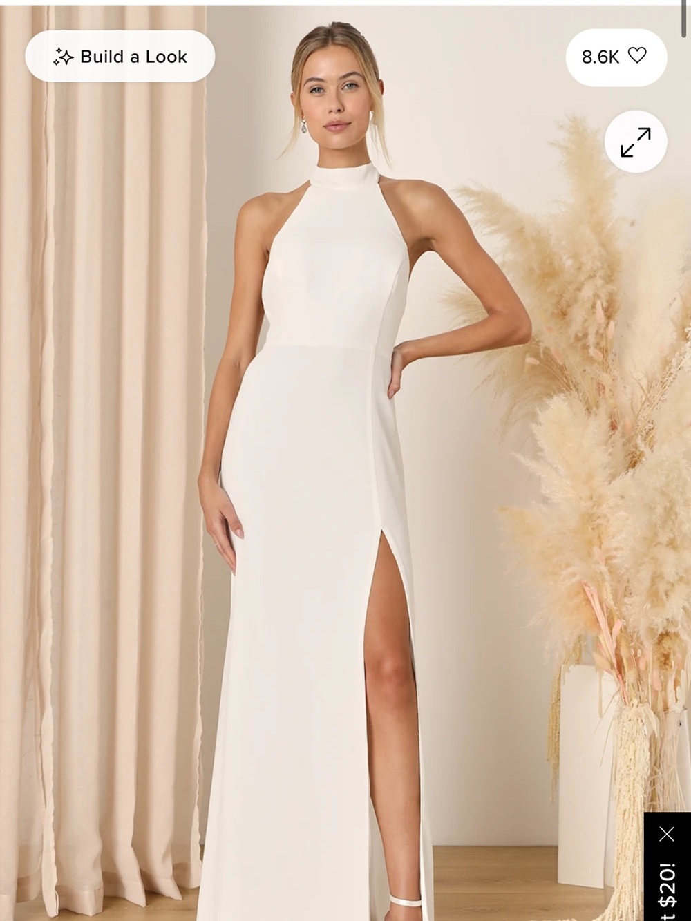 Lulus Captured Your Heart White Halter Maxi Dress XL NEW WITH TAGS